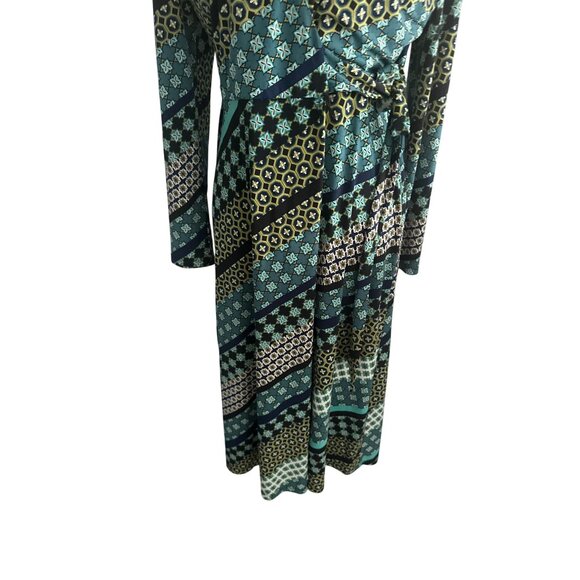 LONDON TIMES Multicolor Green Striped Wrap Dress Size US 8 - Picture 3 of 5